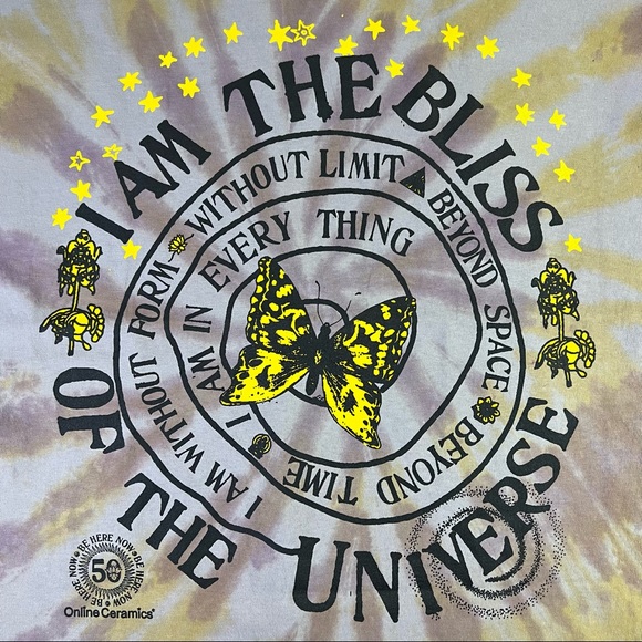 Online Ceramics Ram Dass I Am The Bliss Of The Universe Butterfly Tie Dye Tee - Picture 3 of 8